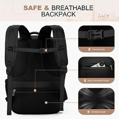 Maelstrom Travel Backpack for Men Women, 15.6" Laptop with Shoe Compartment (Black, Medium) - color: Black, size: B.15.6 inch-Standard