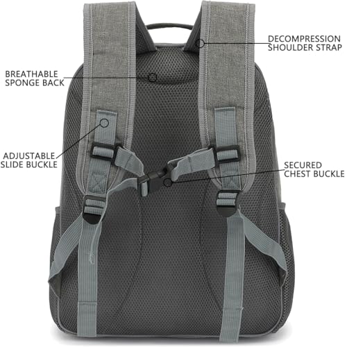 FlowFly Kids Backpack for Toddler Boys Girls, Simple Lightweight Bookbag for Daycare Kindergarten Elementary School Travel, Small Modern Bag (Large), Grey - color: Grey, style: Kids Large: 17l