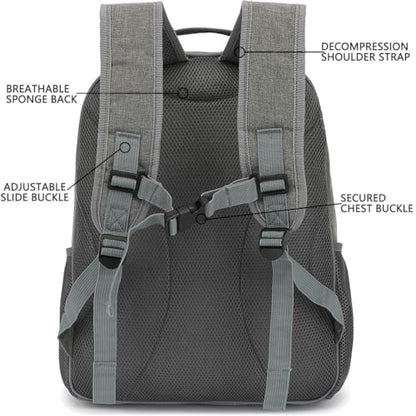 FlowFly Kids Backpack for Toddler Boys Girls, Simple Lightweight Bookbag for Daycare Kindergarten Elementary School Travel, Small Modern Bag (Large), Grey - color: Grey, style: Kids Large: 17l
