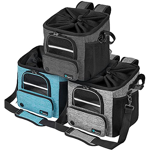 PetAmi Dog Bike Basket, Soft-Sided Ventilated Dog Bike Carrier Backpack, Pet Bicycle Basket for Bike Handlebar, Small Medium Puppy Cat Kitten Car Booster Seat with Safety Strap, Max 18 lbs, Gray - color: Light Gray