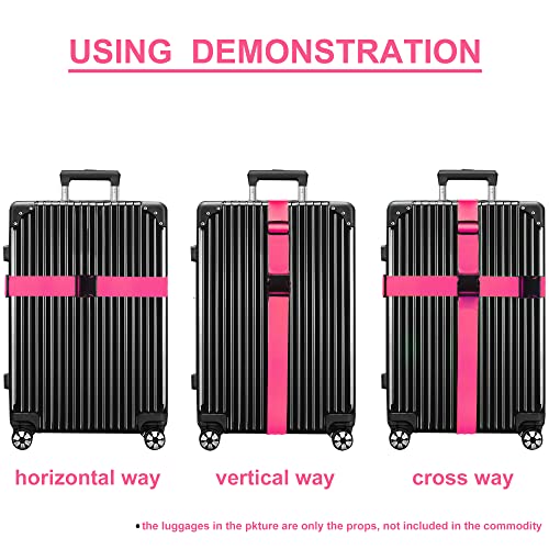 Luggage Straps for Suitcases TSA Approved Travel Belt 4 Pack by Chelmon (Rose Red) - color: Rose Red