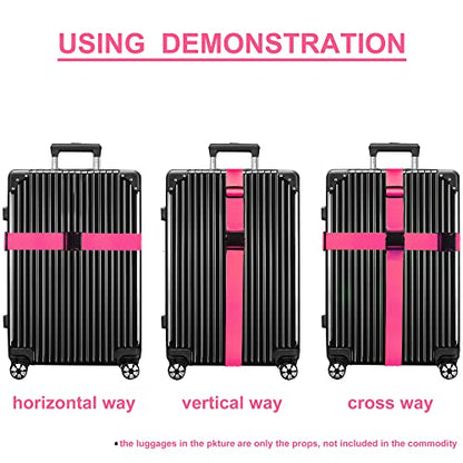 Luggage Straps for Suitcases TSA Approved Travel Belt 4 Pack by Chelmon (Rose Red) - color: Rose Red