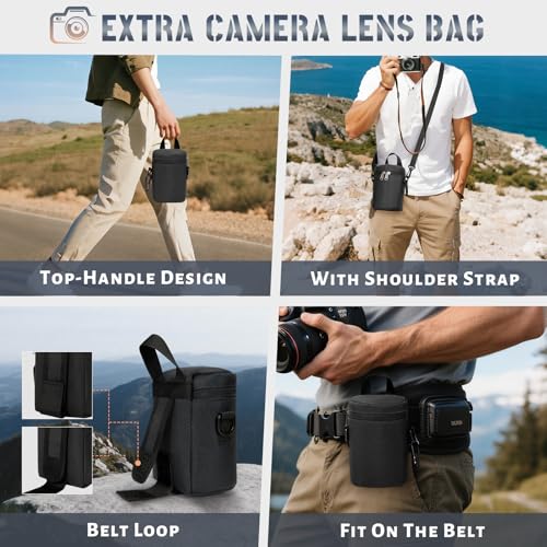 RAINSMORE Camera Backpack Hard Shell for DSLR/SLR Waterproof Camera Bag with Laptop Compartment 15.6 Inch Professional Camera Case with Rain Cover Photography Backpack Bag with Camera Lens Case Black - color: Black