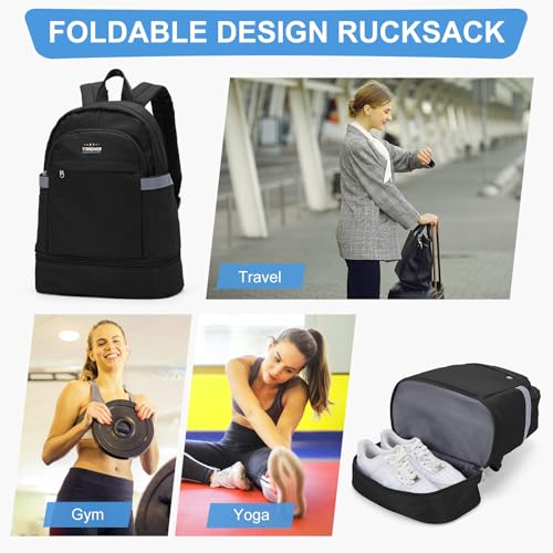 coofay Gym Backpack For Women, Gym Bag with Shoe Compartment - color: Q-black, size: Large