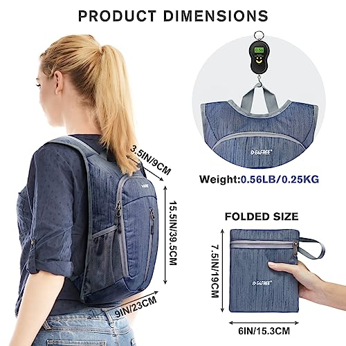 G4Free 10L Hiking Backpack Small Travel Hiking Daypack Lightweight Packable Backpack Casual Foldable Shoulder Bag | Lightweight Packable Daypack, Casual Foldable Shoulder Bag - color: Dark Blue
