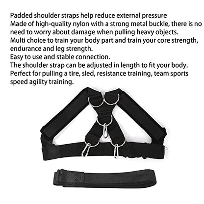 Weight Bearing Shoulder Strap, Nylon Resistances Strength Training Shoulder Bands Pulling Sled Harness Vest Bands with Pulling Strap for Football Workout - color: Black