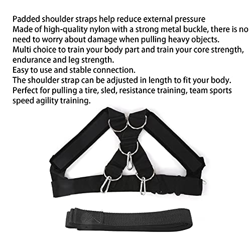 HERCHR Weight Bearing Shoulder Strap, Resistance Strength Training Shoulder Bands Pulling Sled Harness Vest Bands with Pulling Strap for Football Workout - color: balck