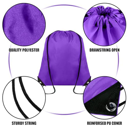 Grneric 100 Pieces Drawstring Backpack Bulk Cinch Sackpack Ployster Drawstring Bags for Gym Party Trip(Purple) - color: Purple