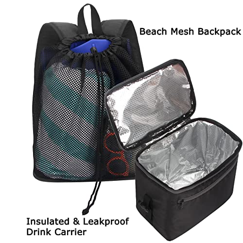 Mesh Beach Backpack Bag with Cooler Bottom, Mesh Beach Backpack for Summer Camping Vacation