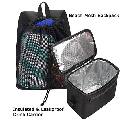 Mesh Beach Backpack Bag with Cooler Bottom, Mesh Beach Backpack for Summer Camping Vacation