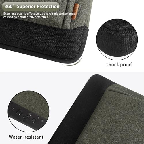 DOMISO Laptop Sleeve Case Large Capacity Shoulder Bag Compatible with 17-17.3 inch Dell XPS/HP Gaming Pavilion 17 / Chromebook 317, Dark Green - color: Dark Green, size: 17 - 17.3 Inch