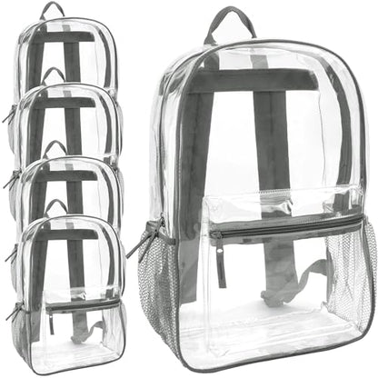 Trail maker Bulk Clear Backpacks Wholesale for School 24 Pack Clear Backpacks for Boys, Girls, School, Stadium, Travel (Grey Pack) - color: Grey Pack
