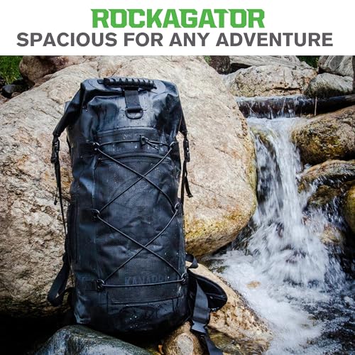 Rockagator Kanarra 90L Waterproof Backpack for Camping, Hiking, Mountaineering, Backpacking, Hunting, Fishing, Canoeing, Outdoor Activities, The Wet Outdoors - Large Capacity, Roll Top Closure, Tan