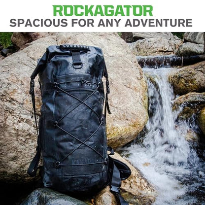 Rockagator Kanarra 90L Waterproof Backpack for Camping, Hiking, Mountaineering, Backpacking, Hunting, Fishing, Canoeing, Outdoor Activities, The Wet Outdoors - Large Capacity, Roll Top Closure, Tan