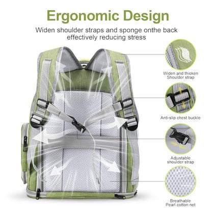 Cawypety Expandable Cat Backpack,Cat Bubble Backpack Carrier for Carrying Cats, Pets and Small Dogs,Airline-Approved,Designed for Travel, Hiking, Walking,Car - color: Square Expandable- Green