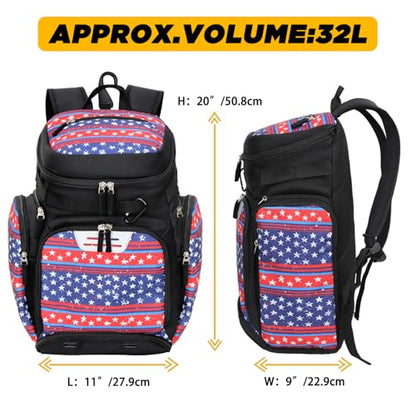 Goloni Basketball Backpack,Large Sports Bag with Ball Compartment & Shoe Compartment, Best for Basketball, Soccer - color: Blue Star