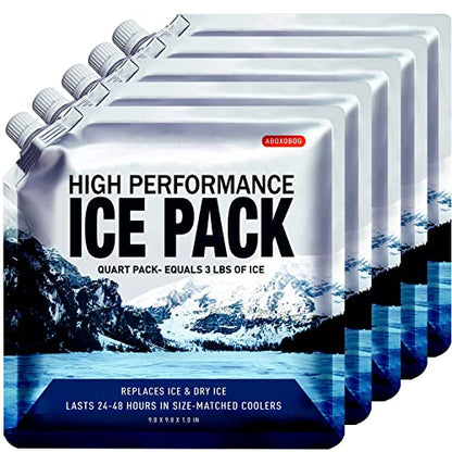 Reusable Ice Packs for Coolers Long Lasting Gel Freezer Packs for Lunch Bags Cooler Backpack Lunch Box for Camping & Picnics & Beach & Road Trips (9.8"x9.8"x5P) - size: Medium-5pk