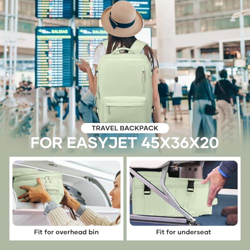 VECAVE Travel Backpack for Women, Airline Flight Approved Carry On Backpacks Waterproof 14 Inch Laptop Backpack with Shoe Compartment Casual Daypack Green. - color: H61-green, size: Small