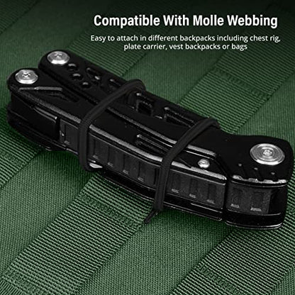 Elastic Webbing Binding Ribbon Multipurpose Backpacks Attachments Tactical Molle Backpack Accessories, Tactical EDC Gear (12 Pieces Black 3 Size Kit)