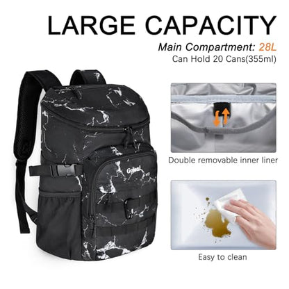 Cooler Backpack Insulated Leak Proof,Small Soft Coolers Bag for Men and Women Camping,Travel,Beach,Hiking,Picnic - color: Black Marble