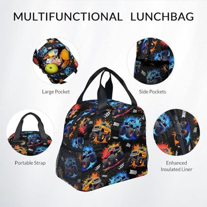 Toddler Backpack Set - 3Pcs Truck Backpacks for Boys - Kids Bookbag with Lunch Box & Pencil Case - Durable School Bag for Kindergarten/Preschool/Elementary (17 Inch) - color: Multicolor