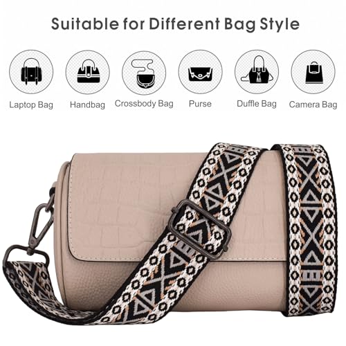 Replacement Purse Strap Shoulder Strap Adjustable Crossbody Strap for Women Crossbody Wide Shoulder Bag - color: Black Diamond-Black Metal