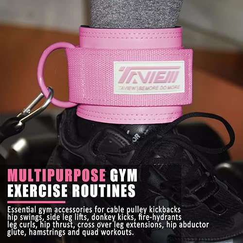 TAVIEW Ankle Straps Cable Machine Attachment for Gym - Cable Kickback Ankle Straps - Padded Ankle Cuffs for Glute Kickbacks and Leg Workouts - color: Pink-Pair