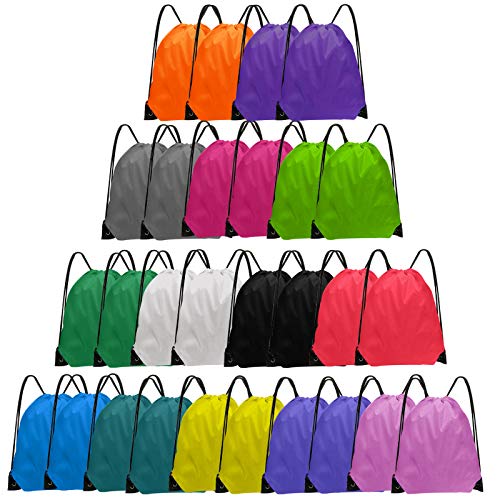 Grneric 28 Pcs Drawstring Backpack Bulk String backpack Drawstring Bags Cinch Sack Gym Sport Traveling String Bag for Men Women - color: 14 Colors