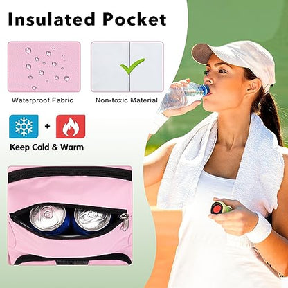 ACESAK Tennis Backpack Tennis Bag for Women Men - Tennis Bag Holds 2 Rackets, Badminton Squash, Pickleball Paddles Balls - color: Pink