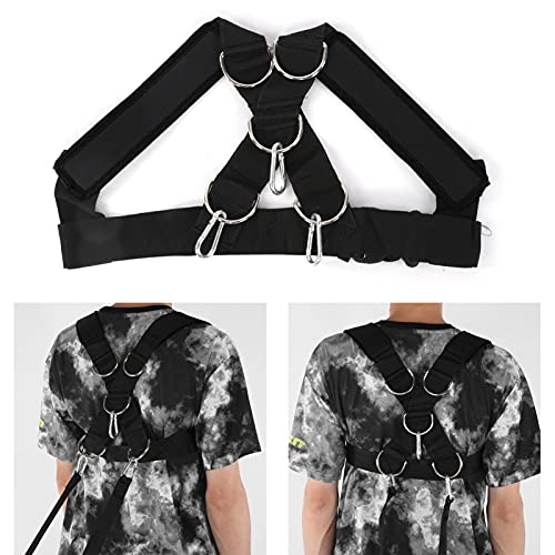 Weight Bearing Shoulder Strap Pulling Sled Harness Vest Resistance Bands with Pulling Strap Durable Nylon Material Adjustable Design for Strength Training and Team Sports - color: Black