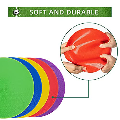 Poly Spot Markers 4inch/9 inch Non-Slip Rubber Agility Markers Flat Field Cones Floor Dots for Football, Soccer, Basketball Training Markers, School Activities, Exercise Drills, Social Distancing - style: 9inch 1-10(PVC)