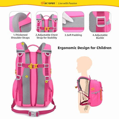 SKYSPER Kids Backpack 18L Children School Bag Child Boy Girl Pack Ages 4-8 for Traveling Day Trips Classes(Pink) - color: Pink, size: Medium