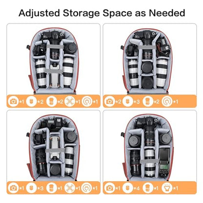 MOSISO Camera Backpack, DSLR/SLR/Mirrorless Photography Camera Bag 15-16 inch Waterproof Hardshell Case with Tripod Holder&Laptop Compartment Compatible with Canon/Nikon/Sony, Red - color: Red