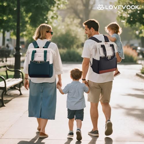 LOVEVOOK Baby Diaper Bag Backpack, Large Bag for Boys & Girls (Green-beige, M-3pcs) - color: Green-beige