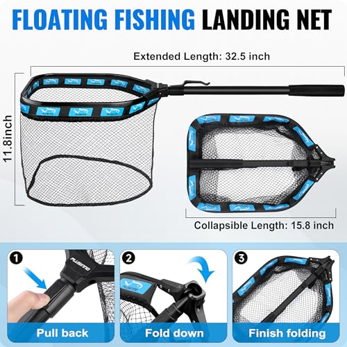 PLUSINNO Fishing Gear,Full Fishing Pole kit Include Fishing Rod and Reel Combo, Tackle Box with Fishing Lures, Fishing Accessories, Fishing Pliers,Fishing Gifts for Men with Fishing Tool Kit - style: Blue Fishing Combo With Fishing Net