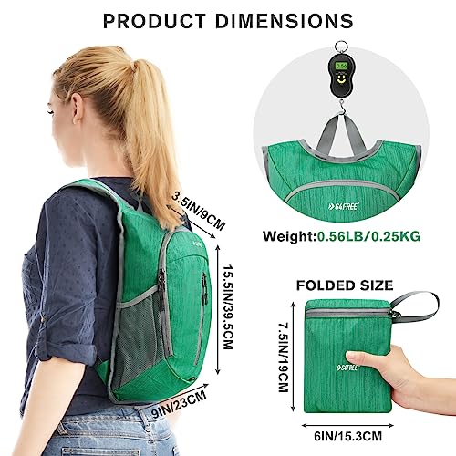G4Free 10L Hiking Backpack Small Travel Hiking Daypack Lightweight Packable Backpack Casual Foldable Shoulder Bag - color: Green