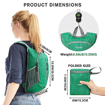 G4Free 10L Hiking Backpack Small Travel Hiking Daypack Lightweight Packable Backpack Casual Foldable Shoulder Bag - color: Green