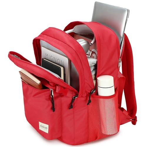 abshoo 32L Backpack for School College Bookbag Middle High School Backpacks Casual Daypack Travel Backpack (Red) - color: Red