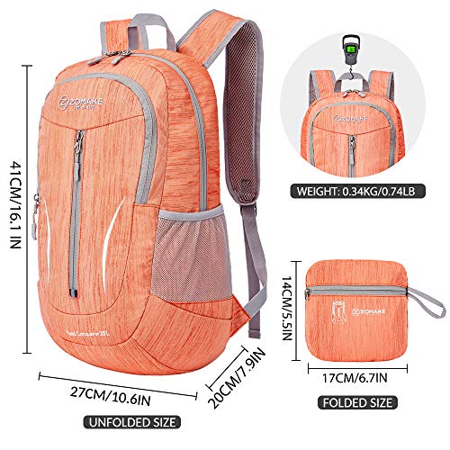 ZOMAKE 25L Ultra Lightweight Packable Backpack, Foldable Hiking Backpacks Water Resistant Small Folding Daypack for Travel(Orange) - color: Orange
