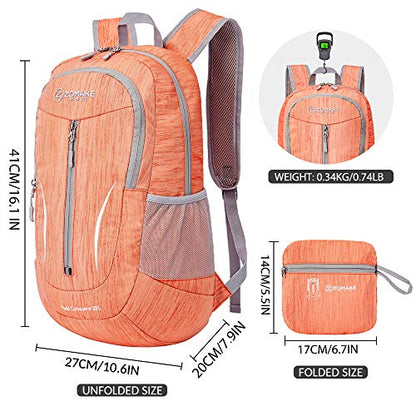 ZOMAKE 25L Ultra Lightweight Packable Backpack, Foldable Hiking Backpacks Water Resistant Small Folding Daypack for Travel(Orange) - color: Orange