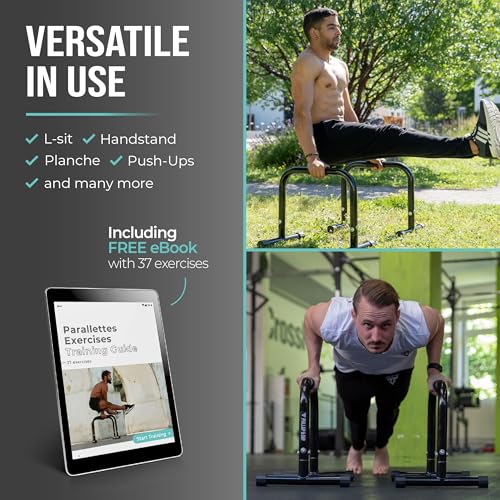 PULLUP & DIP Fitness Parallettes, Medium Parallette Bars For Calisthenics, Crossfit & Gymnastics, Handstand Bars With Extra Wide Handle & No Wobbling