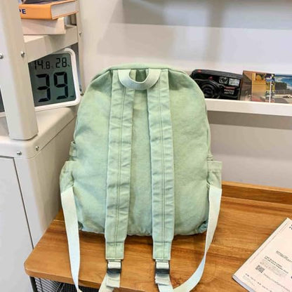 Sage Green Canvas Backpack for Women Retro Aesthetic Rucksack Basic Backpack for High School/College Students Travel Laptop Bag - color: Sage Green