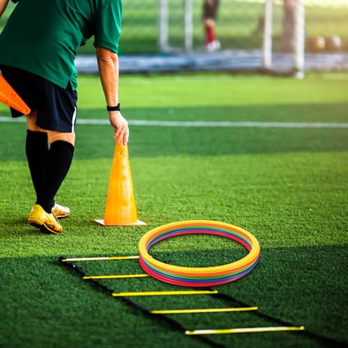 Kisangel 10pcs Speed and Agility Training Rings Plastic Exercise Hoops for Soccer Agility Drills Football Footwork Practice Outdoor Training Equipment