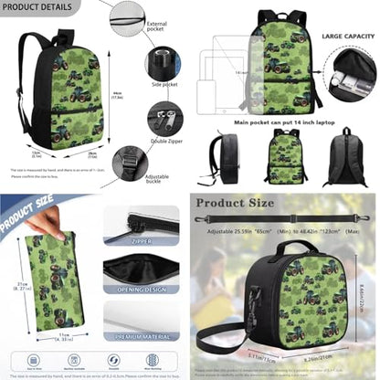 3Pcs Kid Backpack Set Backpack with Lunch Bag Pencil Case 3 Pack Set Elementary School Bag Bookbag 17 Inch Daypack Cartoon Print - color: Capybara Cherry Blossom