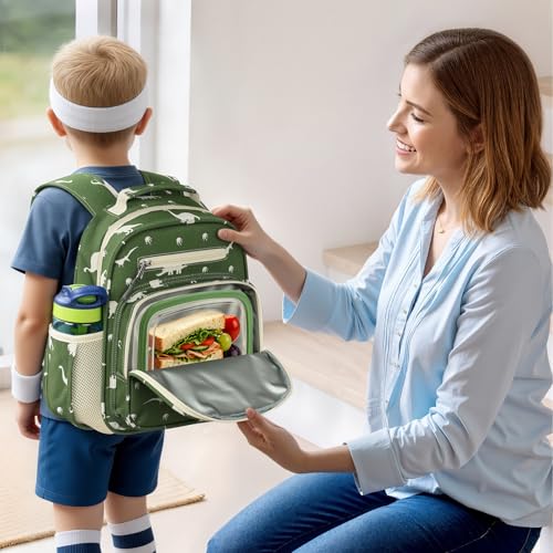 mibasies Toddler Backpacks for Boys 2-4: Little Kid Backpack for Preschool Prek Daycare - Dinosaur Green - color: Dinosaur Green, style: Toddler-12"h(not Fit Folder)
