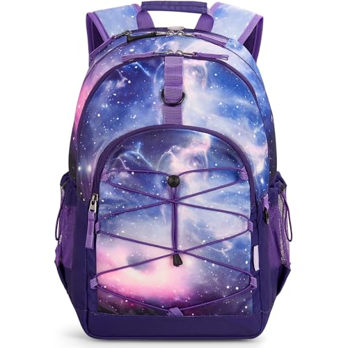 Choco Mocha Purple Backpack for Teen Girls, Travel School Backpack for Girls Middle School Large Bookbag 18 Inch, Galaxy - color: Purple-galaxy