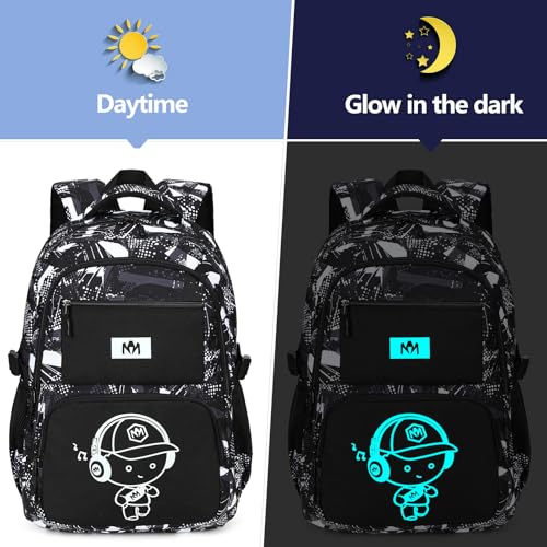 Bluboon Kids Backpack Boys Camo Bookbag Teens Elementary School Bag Daypack Travel Back Pack Middle school (Grey Graffiti) - color: Grey Graffiti