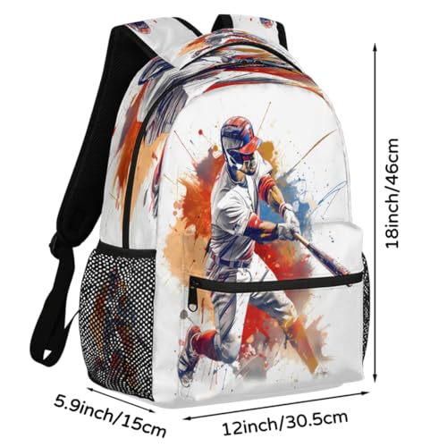Large Backpack with 15.6 Inch Laptop Compartment, Baseball Ball Player Adult Backpack for Work, Travel & School College Boys Girls - color: Baseball Ball Player
