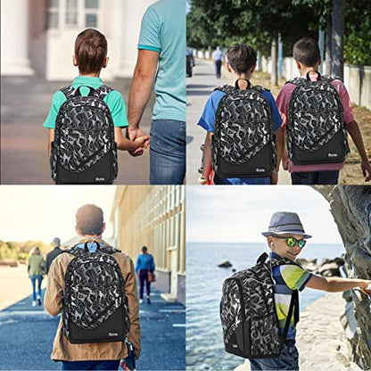 bunie School Backpack for Boys Large Bookbag Boys Backpacks Elementary Middle High School Bags Kids Cool Back Pack Children 7 8 9 10 11 12 13 14 15 16 Years Old (Black) - color: Black