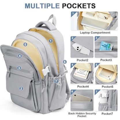 Backpacks For School Women Men,Lightweight College Backpack With Lots Of Pockets,Simple Middle School Bag,Cute Bookbag For Teens Boys Girls（Grey） - color: A3-grey